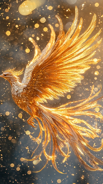 金光闪闪的凤凰展翅