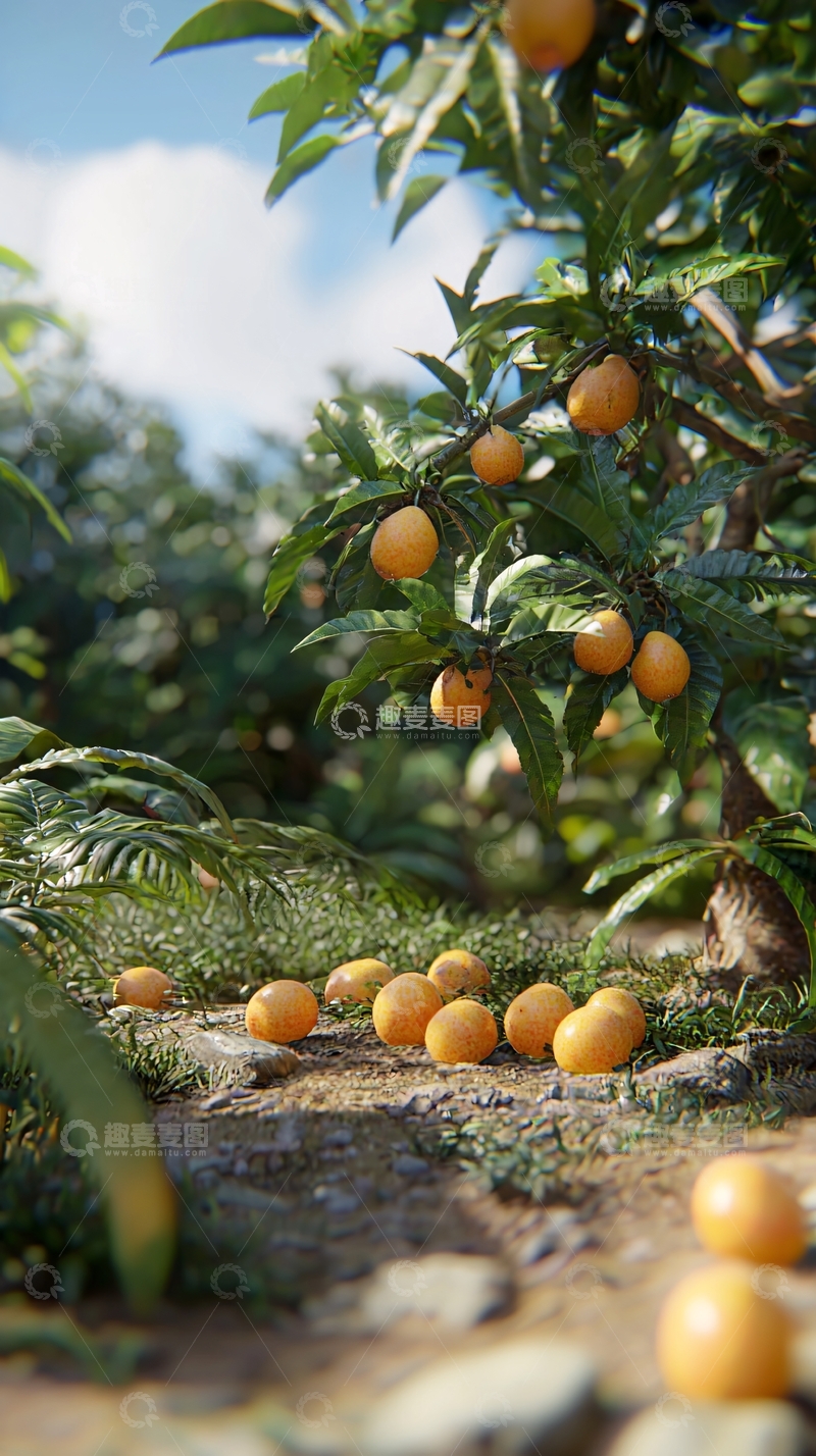 高清大图下载【趣麦麦图】阳光下的柑橘树果实