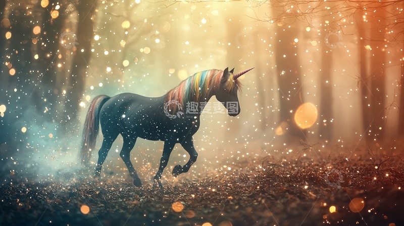 高清大图下载【趣麦麦图】梦幻森林独角兽