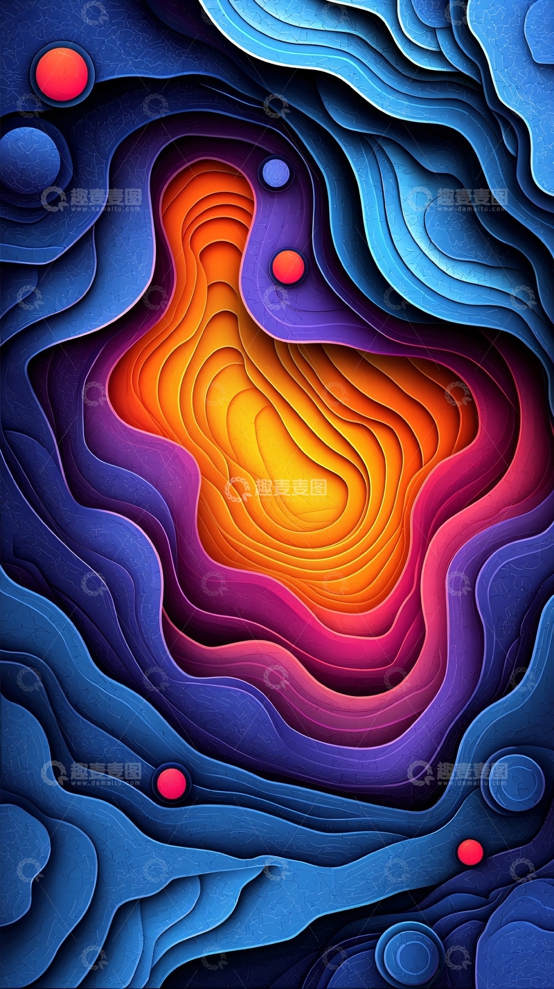 高清大图下载【趣麦麦图】抽象多层色彩漩涡