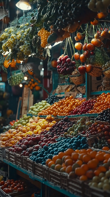 琳琅满目的水果摊位