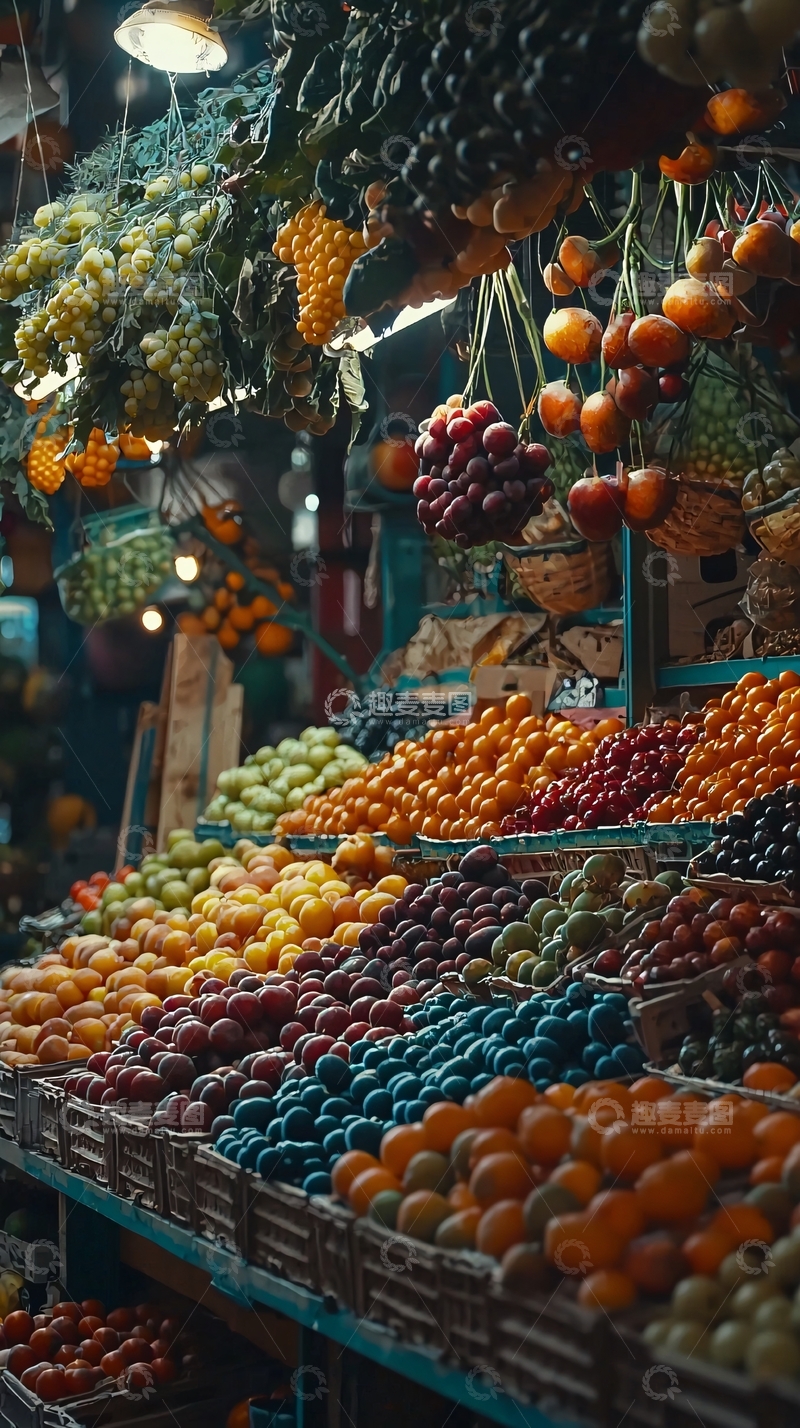 高清大图下载【趣麦麦图】琳琅满目的水果摊位