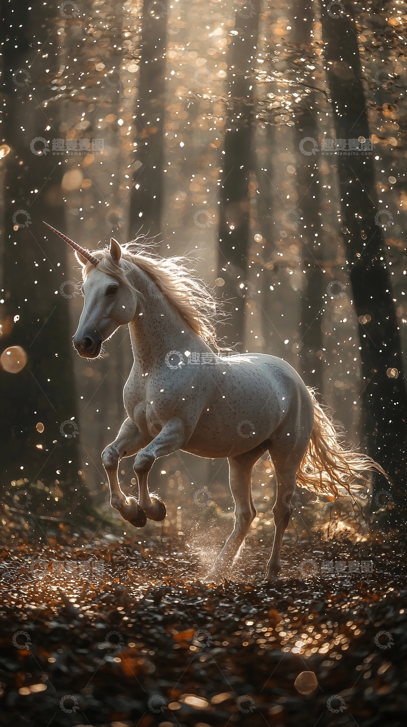 高清大图下载【趣麦麦图】森林独角兽