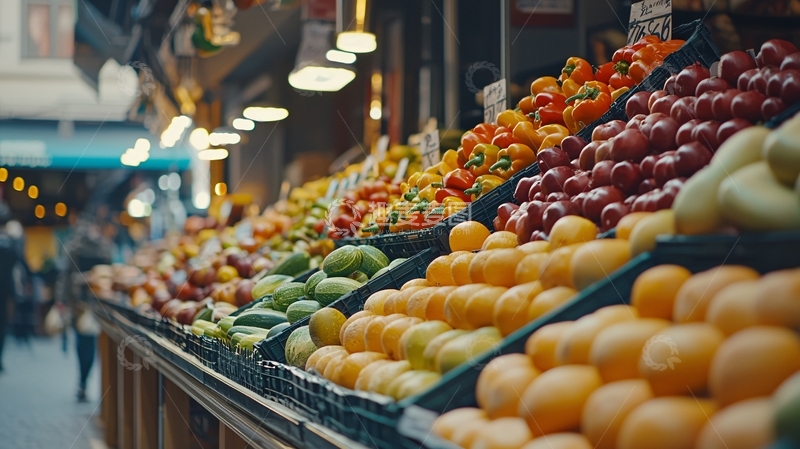 高清大图下载【趣麦麦图】琳琅满目的水果蔬菜市场