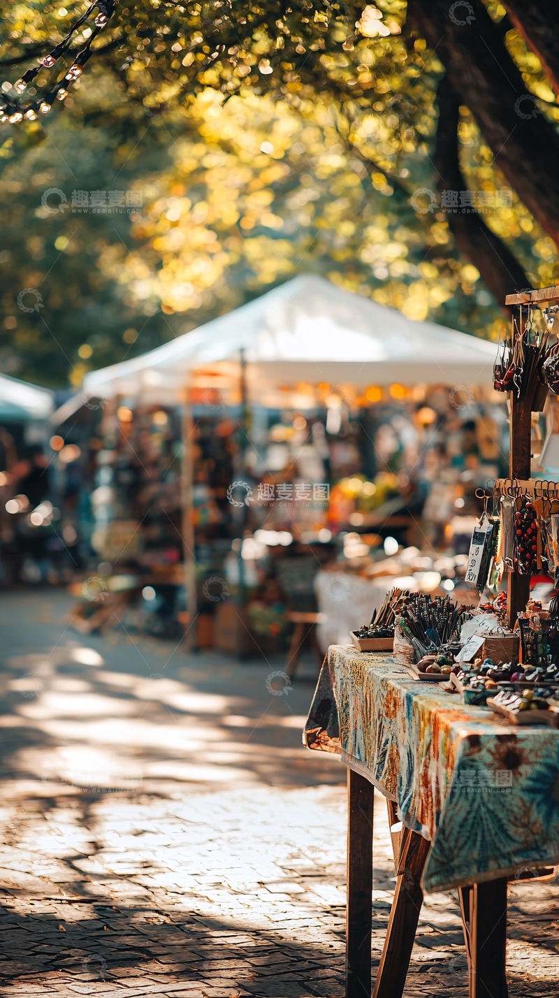 高清大图下载【趣麦麦图】阳光下的露天集市