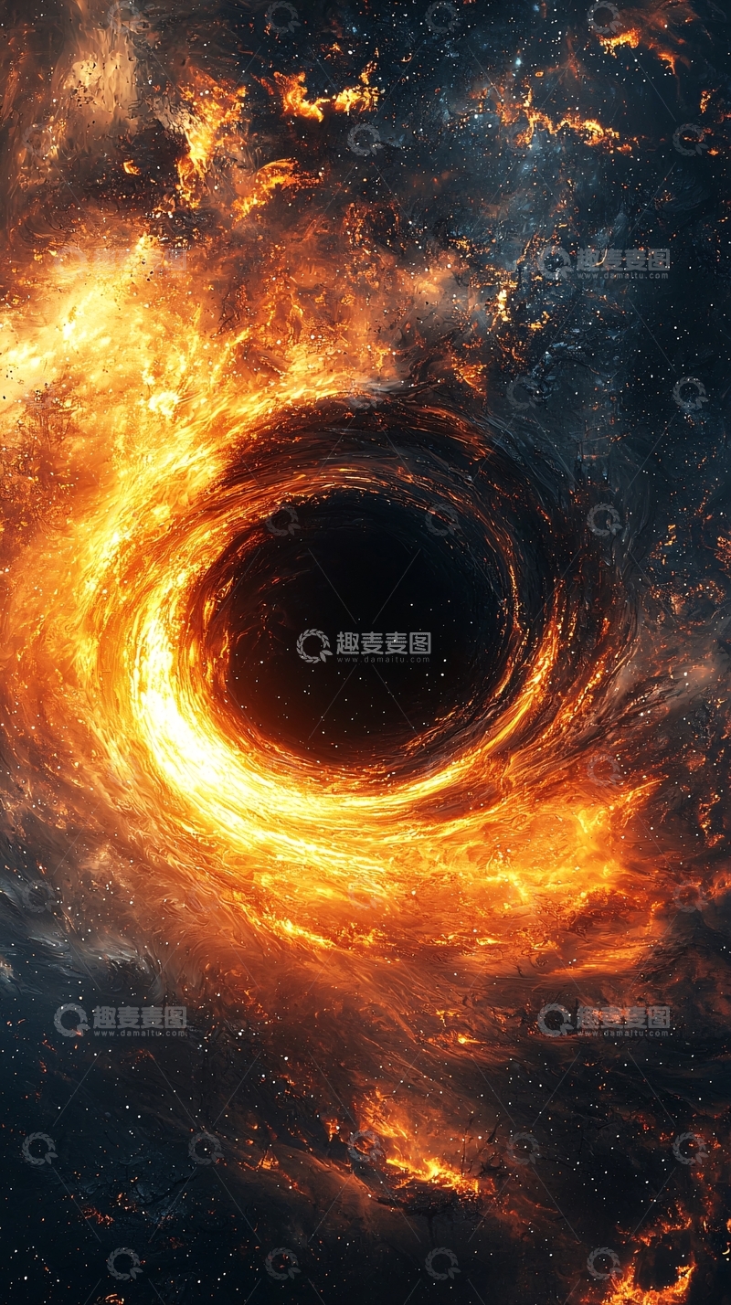 高清大图下载【趣麦麦图】宇宙黑洞火焰漩涡中心