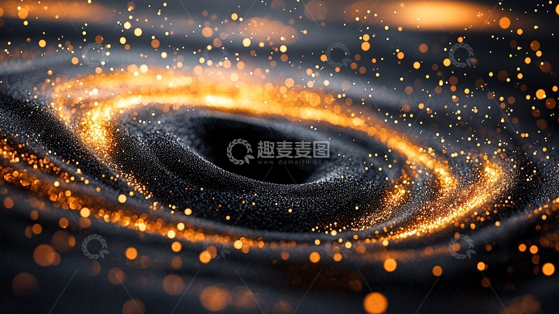 高清大图下载【趣麦麦图】金色光圈环绕的黑洞
