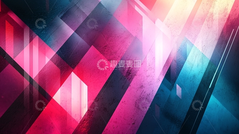 高清大图下载【趣麦麦图】抽象几何粉色蓝色背景