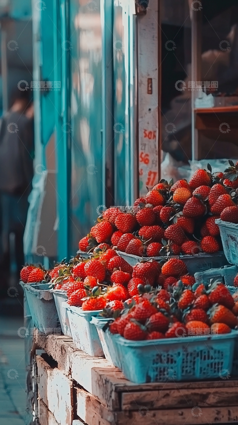 高清大图下载【趣麦麦图】草莓摊位