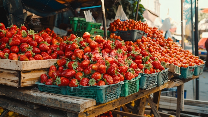 高清大图下载【趣麦麦图】草莓摊位
