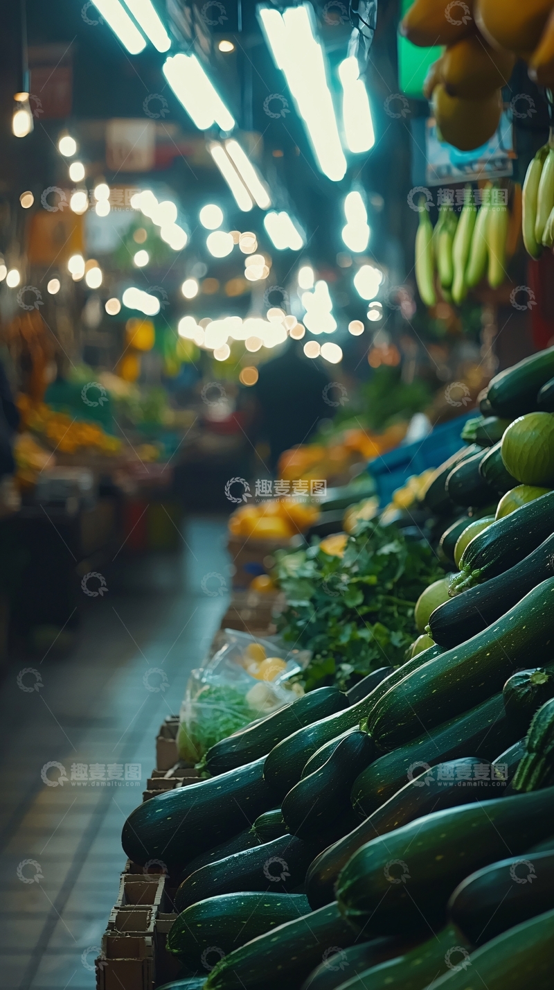高清大图下载【趣麦麦图】夜市水果蔬菜摊位