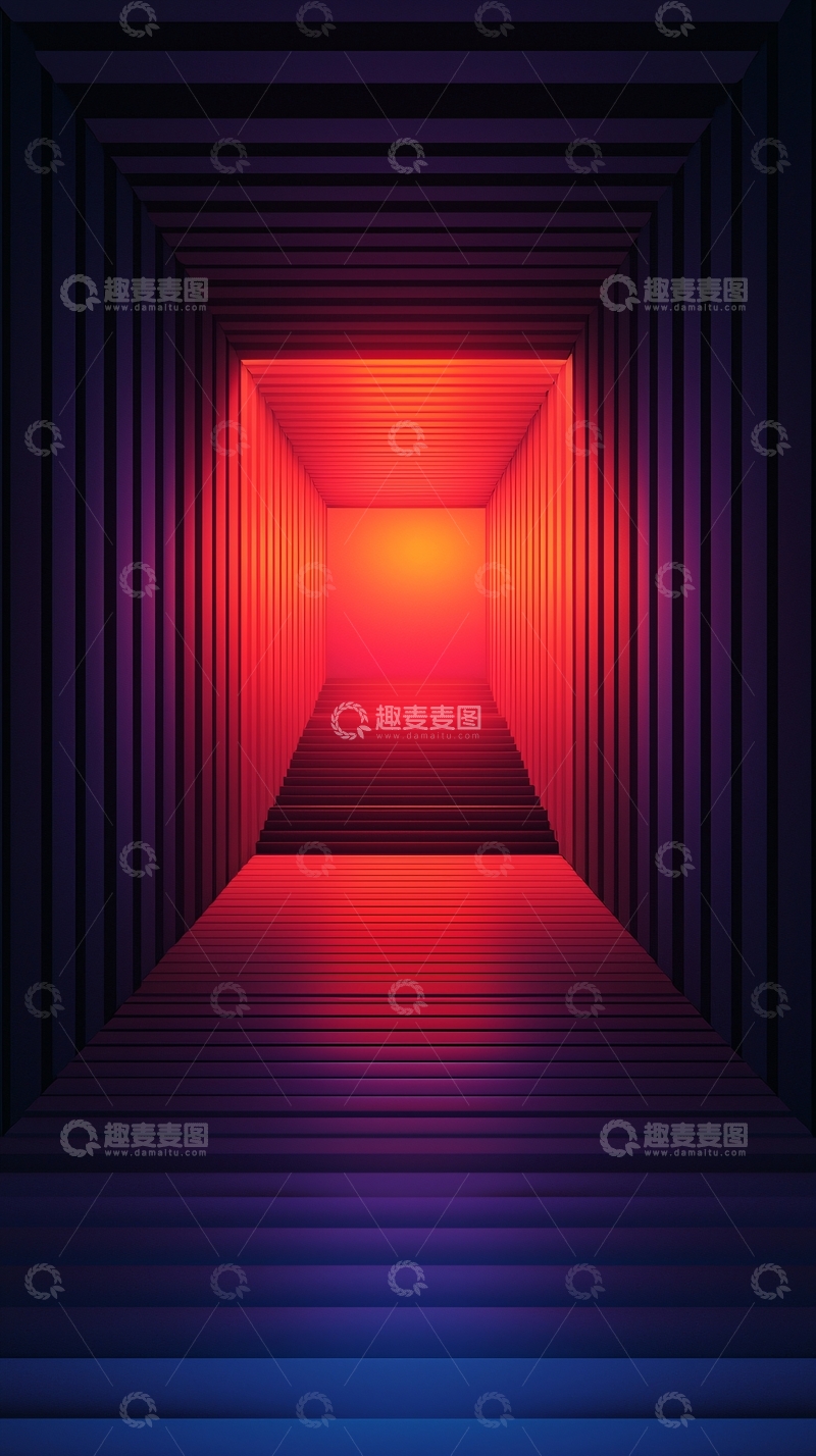 高清大图下载【趣麦麦图】红色光照亮的隧道尽头