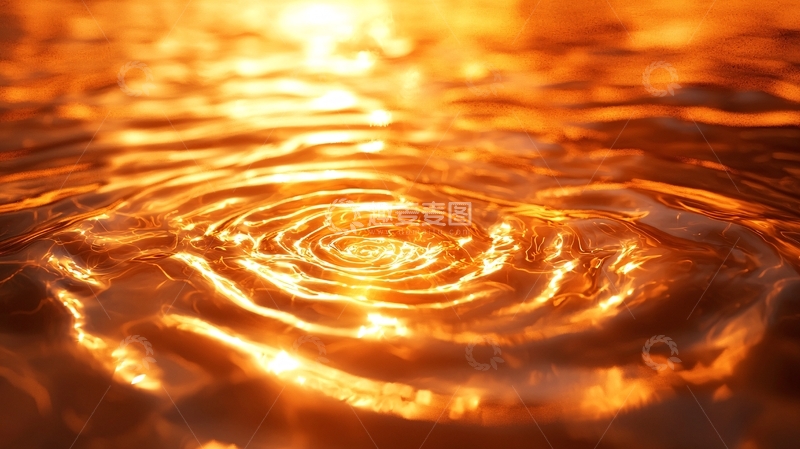 高清大图下载【趣麦麦图】金色水面上的涟漪
