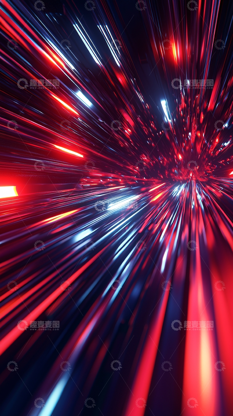 高清大图下载【趣麦麦图】红色蓝色光线飞速穿越