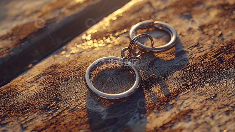 高清大图下载【趣麦麦图】木头背景上的金属钥匙链