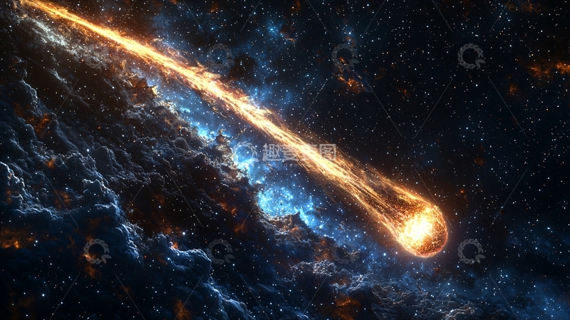 高清大图下载【趣麦麦图】燃烧的陨石坠落宇宙