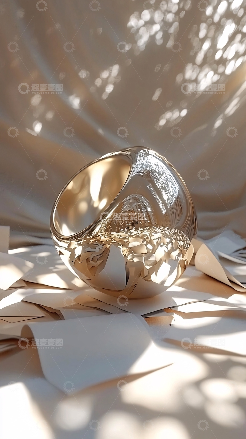 高清大图下载【趣麦麦图】光影质感黄金戒指