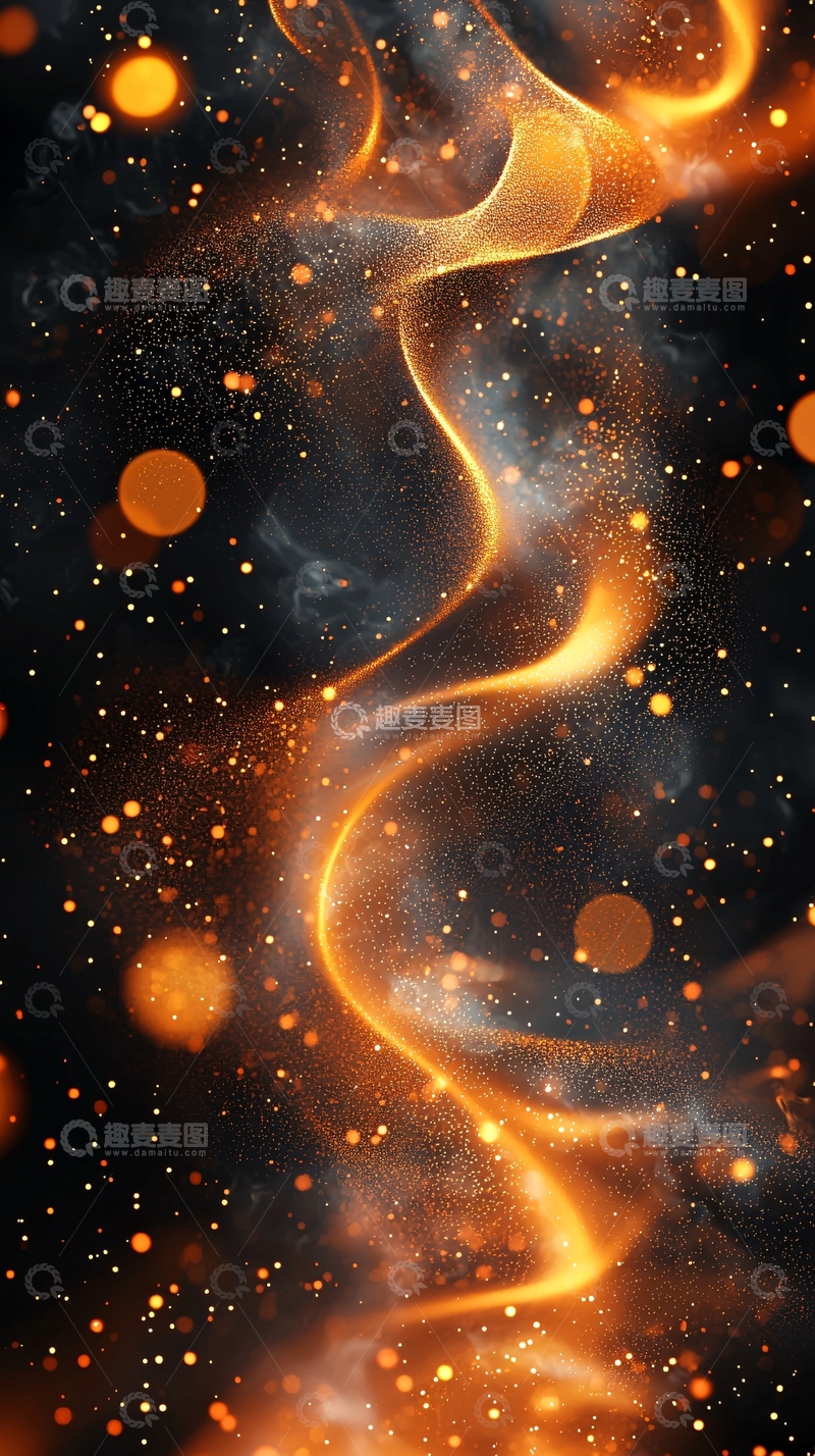 高清大图下载【趣麦麦图】金色光芒与烟雾交织的抽象背景