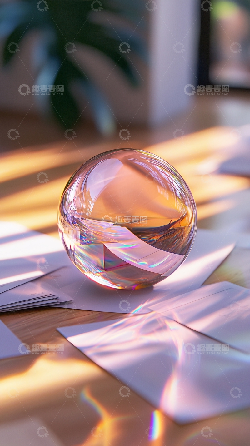 高清大图下载【趣麦麦图】光线透过玻璃球