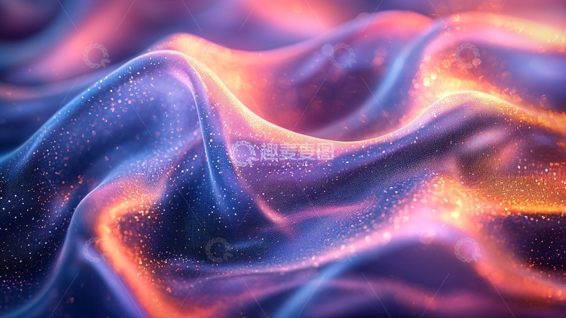 高清大图下载【趣麦麦图】蓝色橙色流体渐变波浪