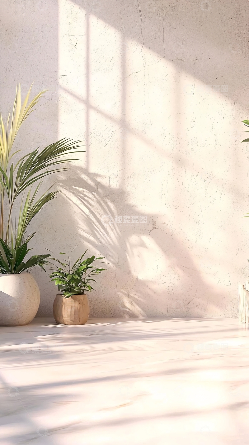 高清大图下载【趣麦麦图】极简风室内植物阳光背景