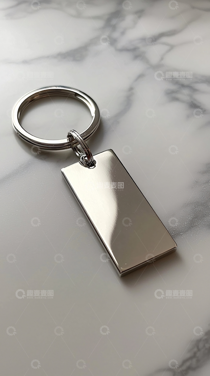 高清大图下载【趣麦麦图】简约金属长方形钥匙扣