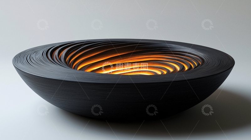 高清大图下载【趣麦麦图】黑色螺旋纹理碗状容器