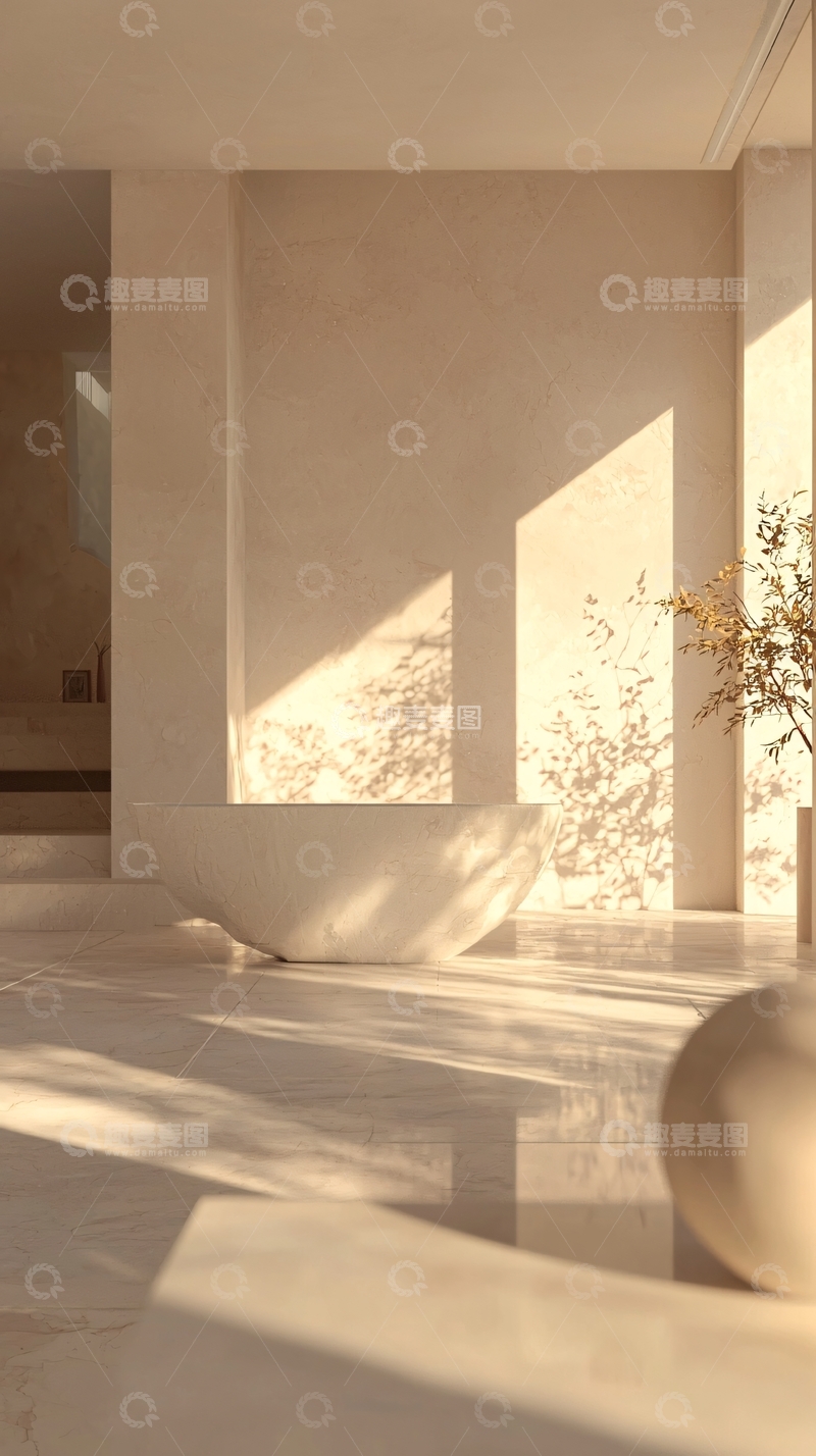 高清大图下载【趣麦麦图】极简风米色浴室设计