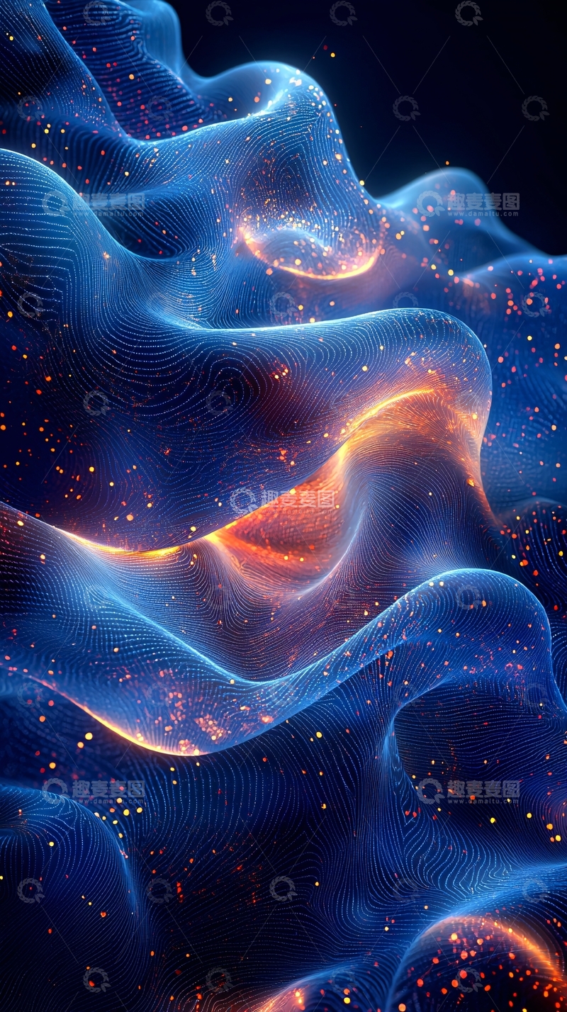 高清大图下载【趣麦麦图】蓝色光晕曲线背景