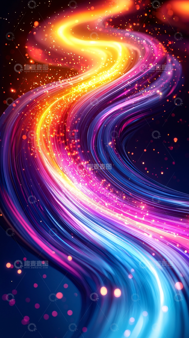 高清大图下载【趣麦麦图】彩色光线流动如河