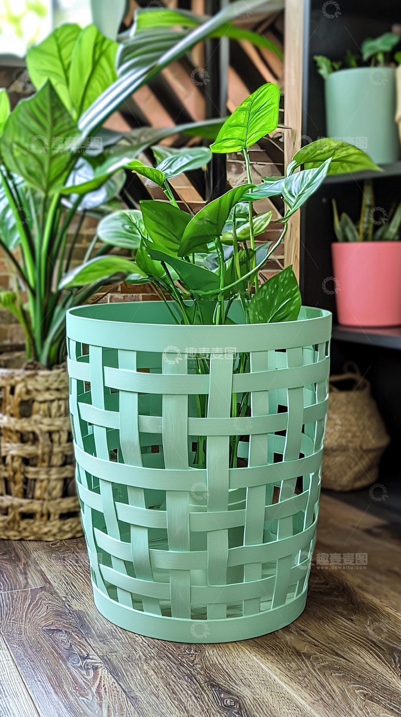 高清大图下载【趣麦麦图】绿植编织花盆