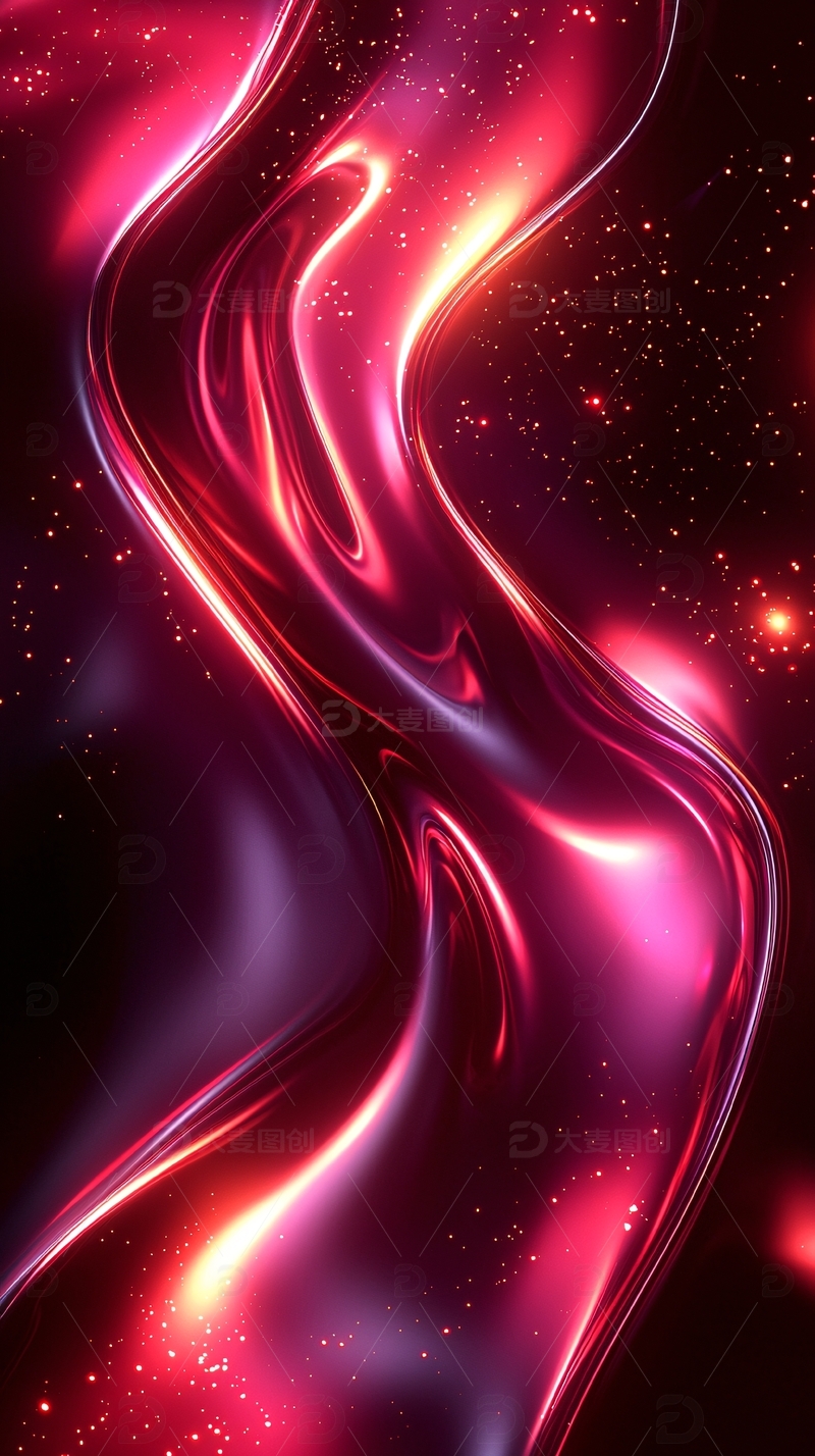 红色光泽曲线流动感