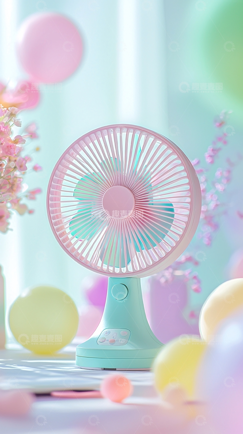 高清大图下载【趣麦麦图】粉色小风扇