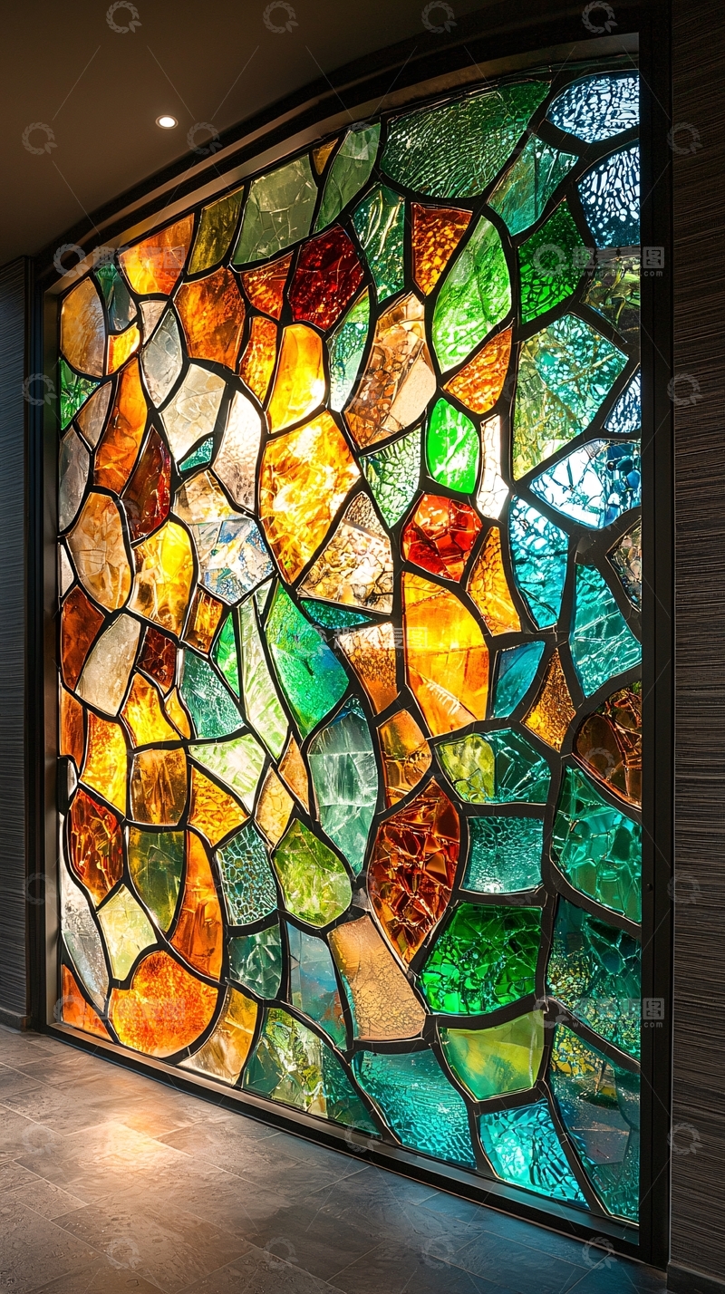 高清大图下载【趣麦麦图】彩色玻璃艺术墙