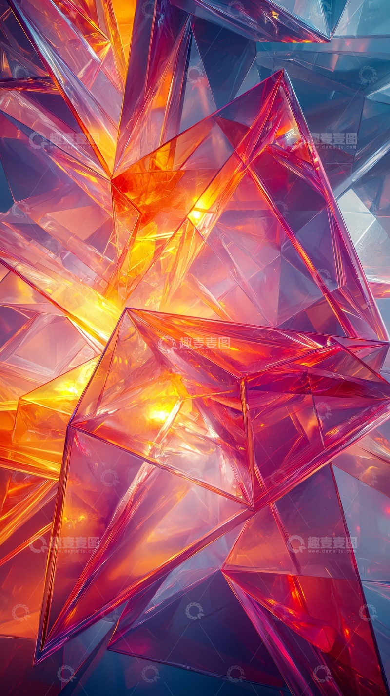 高清大图下载【趣麦麦图】水晶多面体闪耀光芒