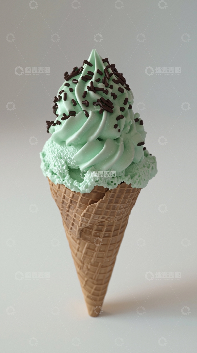 高清大图下载【趣麦麦图】薄荷味冰淇淋蛋筒