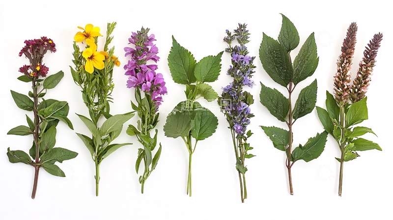 高清大图下载【趣麦麦图】白色背景上多种植物