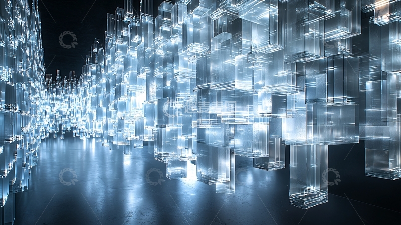 高清大图下载【趣麦麦图】悬浮透明立方体空间