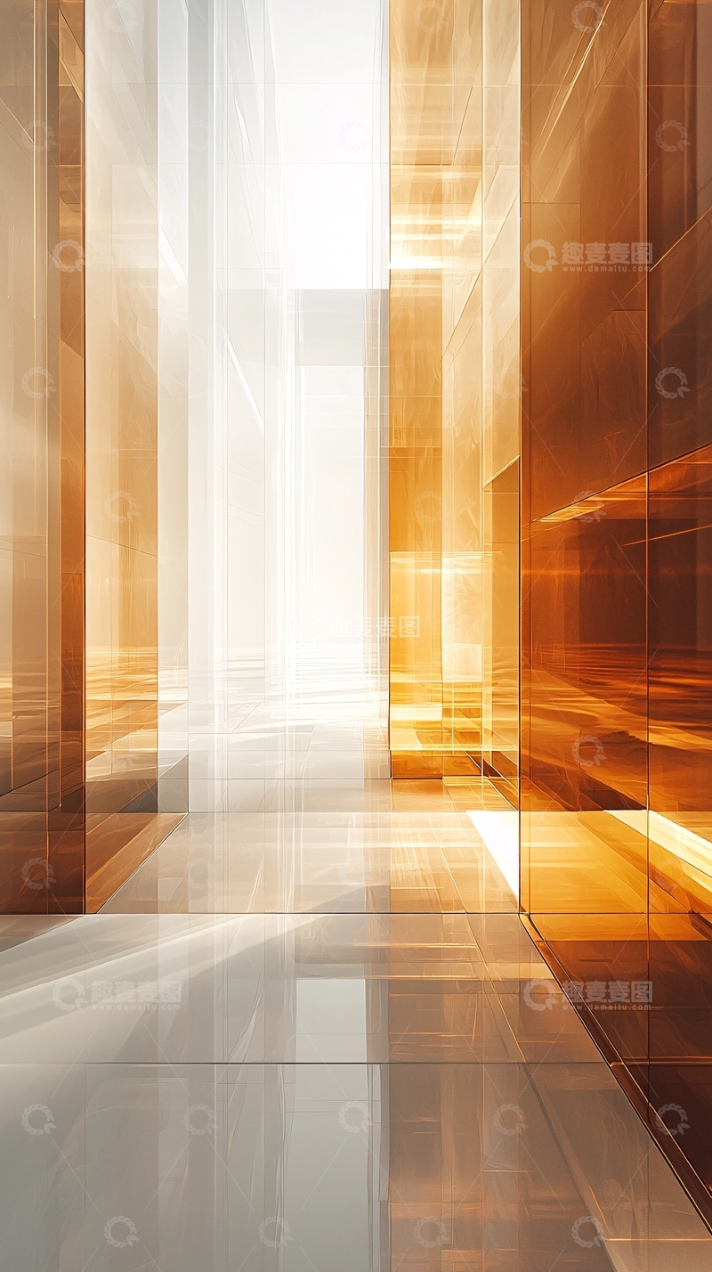 高清大图下载【趣麦麦图】抽象金色走廊