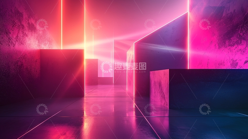 高清大图下载【趣麦麦图】霓虹灯光隧道