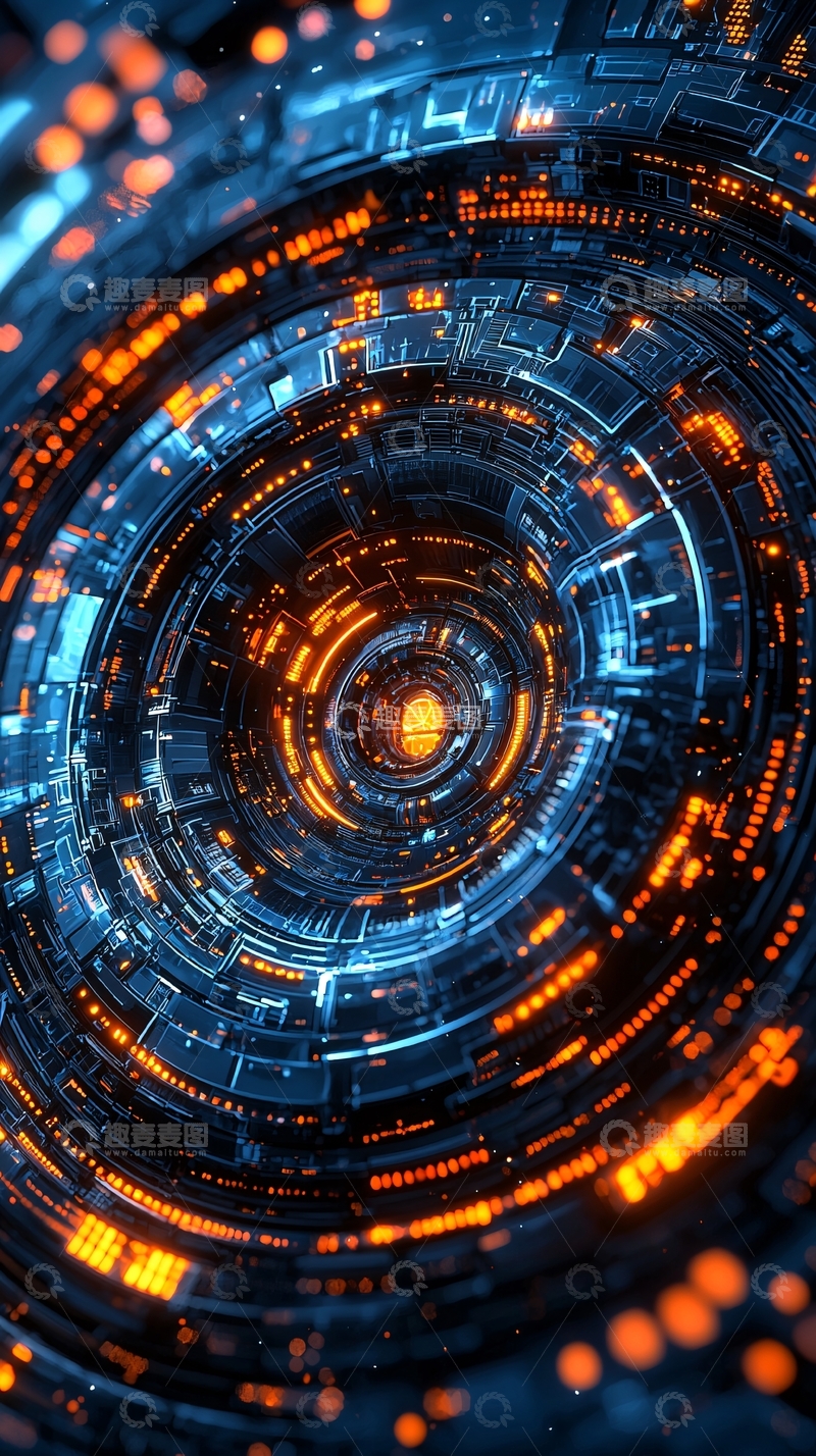 高清大图下载【趣麦麦图】科技感旋转环状隧道