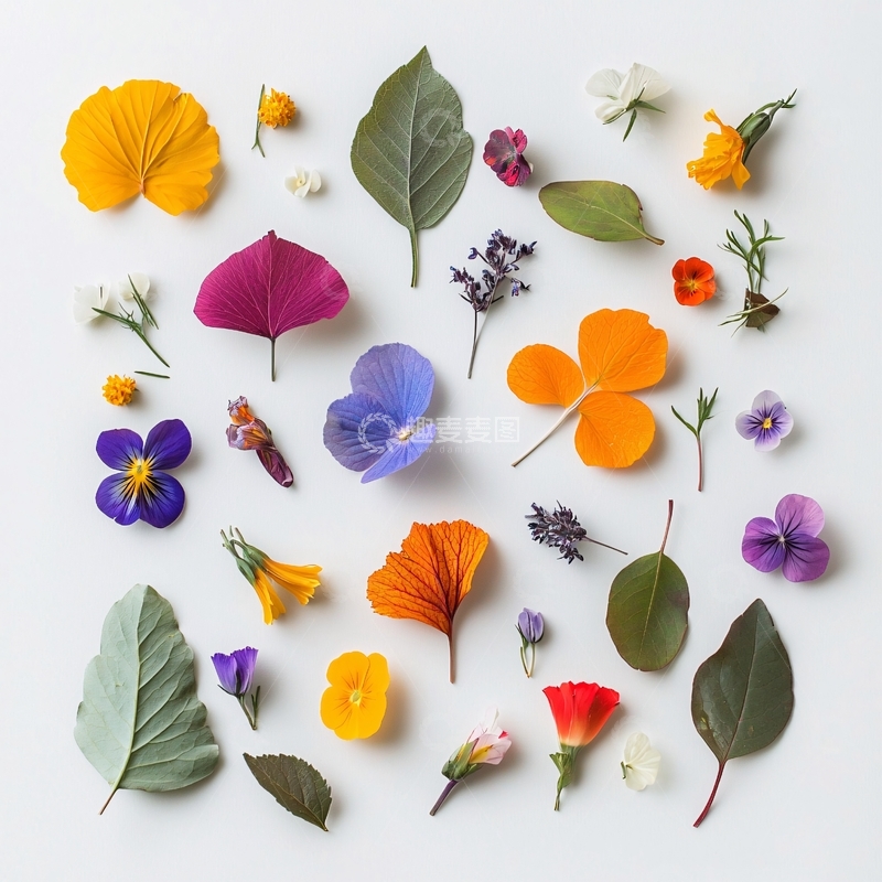 高清大图下载【趣麦麦图】彩色花瓣叶片拼贴