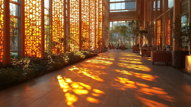 高清大图下载【趣麦麦图】光影斑驳的室内走廊