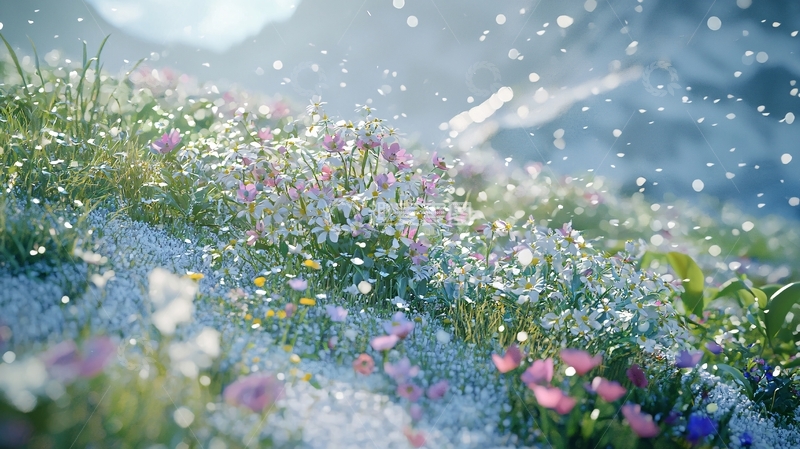 高清大图下载【趣麦麦图】初雪中的野花