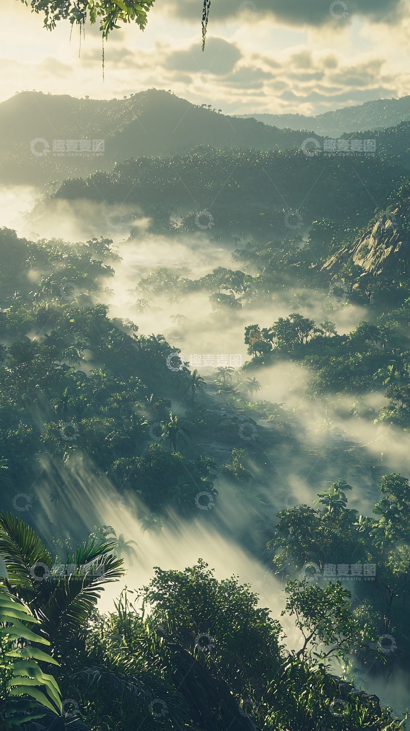 高清大图下载【趣麦麦图】山峦叠嶂的热带雨林