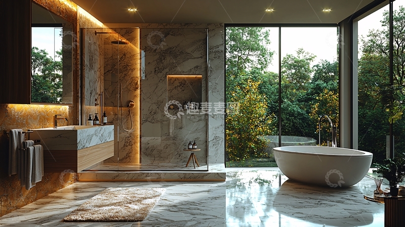 高清大图下载【趣麦麦图】现代简约奢华浴室