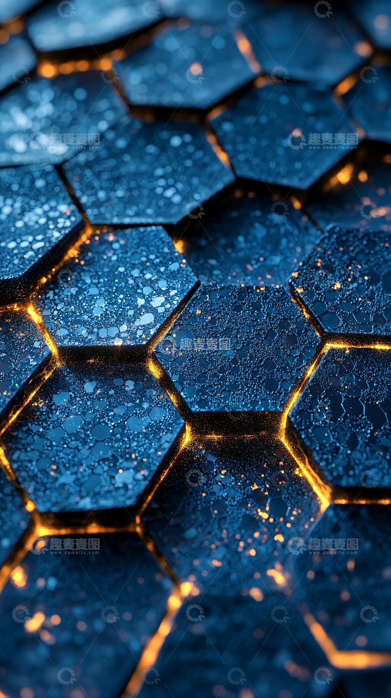 高清大图下载【趣麦麦图】蓝色蜂窝状结构