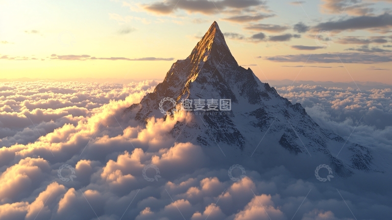 高清大图下载【趣麦麦图】云海之巅的雪山