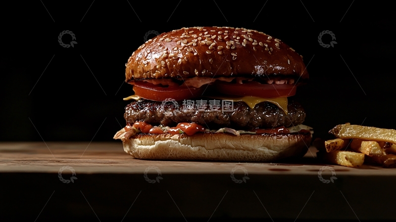 高清大图下载【趣麦麦图】美味汉堡与薯条
