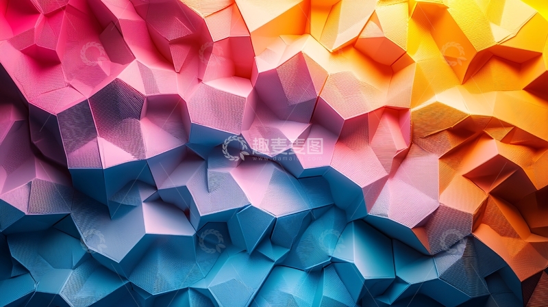 高清大图下载【趣麦麦图】多彩的抽象几何多边形背景